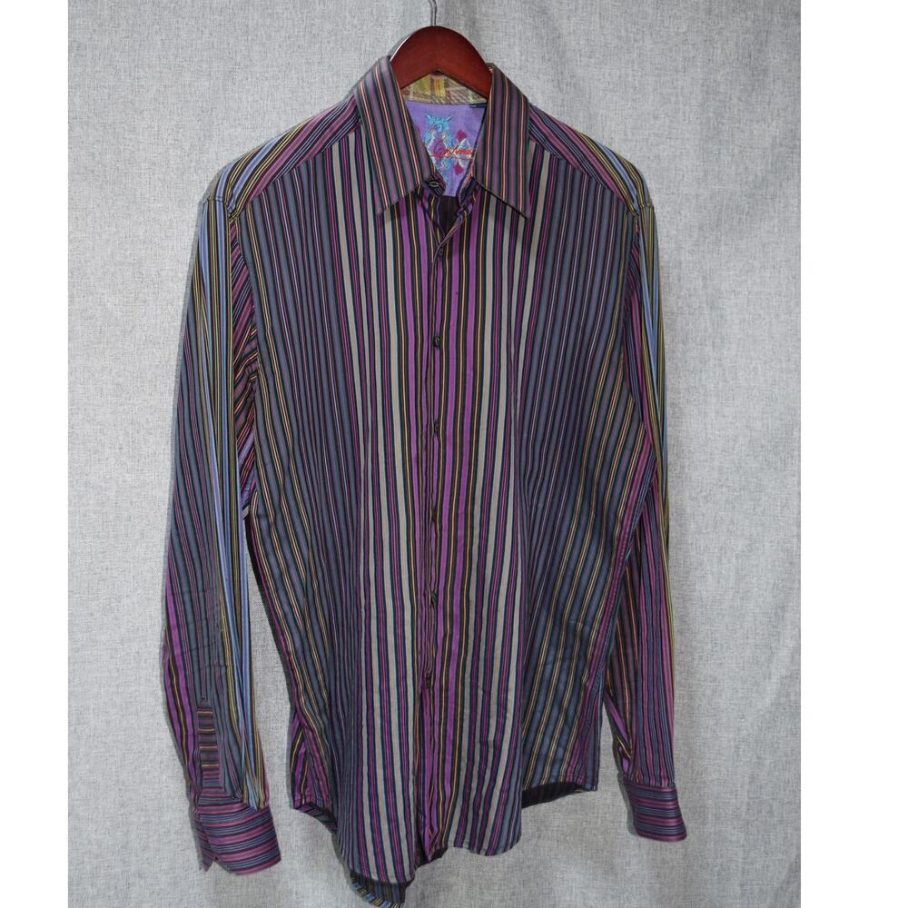 Robert Graham Medium Multicolor Stripe Long Sleeve Button-Up Shirt